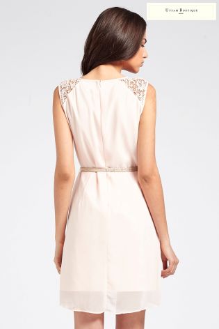 Uttam Boutique Crochet Trim Party Dress